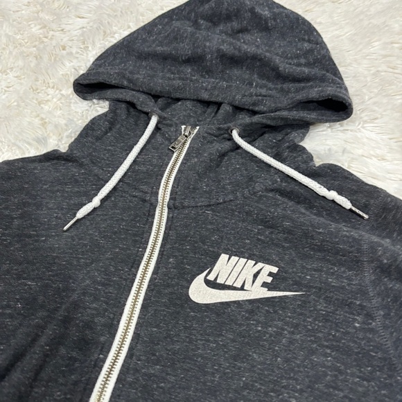 Nike Sportswear Gym Vintage organic cotton Full Zip gray hoodie Woman’s Small - Picture 7 of 13
